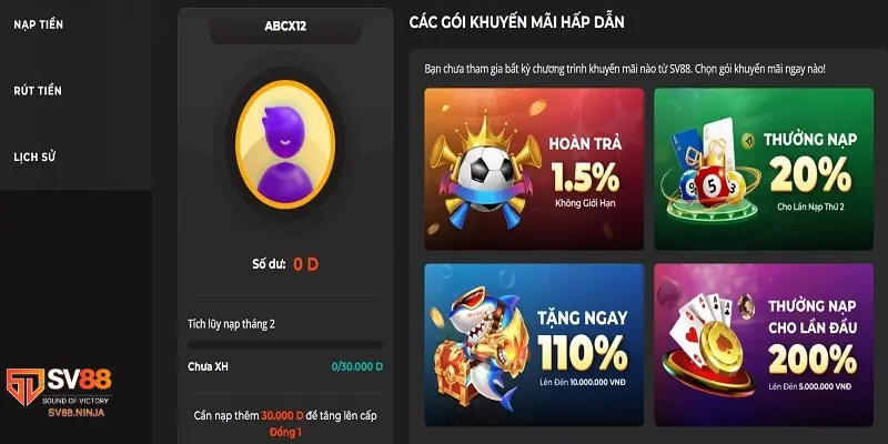 Các bước thực hiện rút tiền Sv88